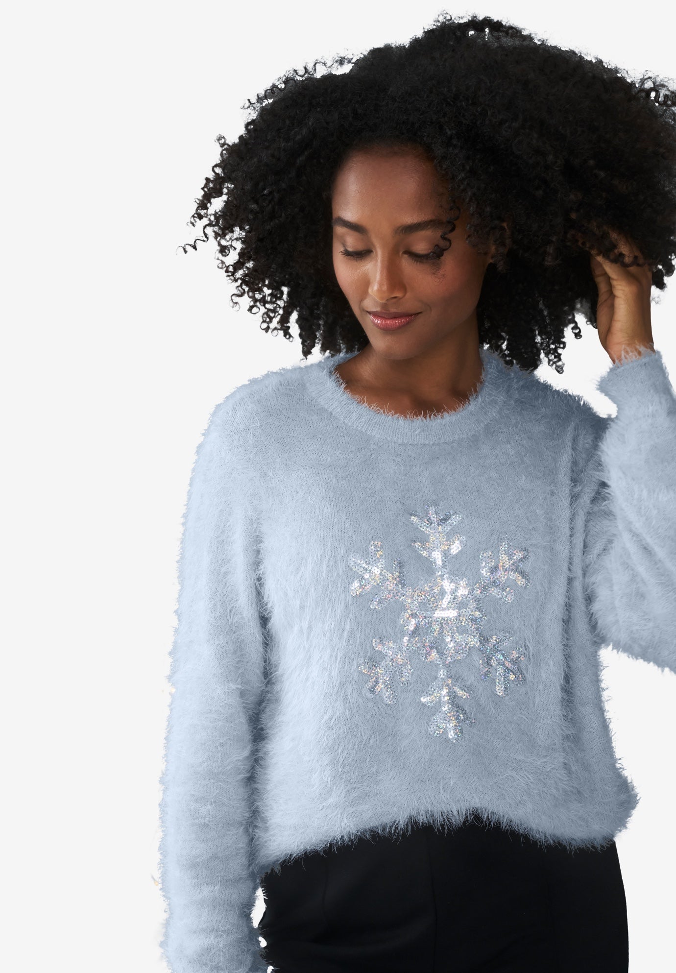 Embellished Eyelash Pullover Sweater image number 0
