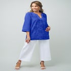 Linen V-Neck Embroidered Tunic image number null
