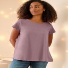Cotton Jersey Slub Cap Sleeve Trapeze Tee image number 0