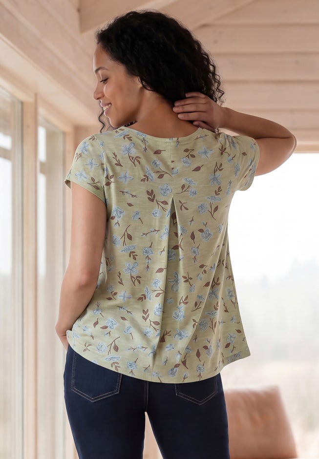 Cotton Jersey Slub Cap Sleeve Trapeze Tee image number 1