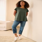 Cotton Jersey Slub Cap Sleeve Trapeze Tee image number 0