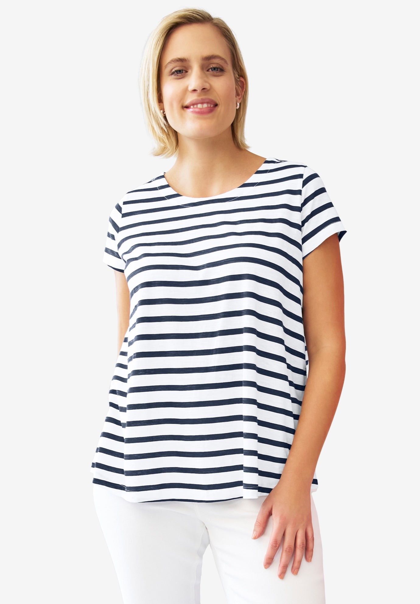 Cotton Jersey Slub Cap Sleeve Trapeze Tee image number 0