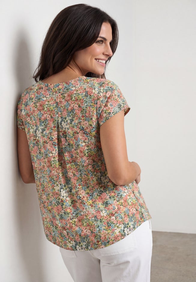 Cotton Jersey Slub Cap Sleeve Trapeze Tee image number 1