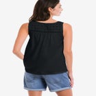 100% Cotton Crochet Scoop Neck A-Line Tank image number null