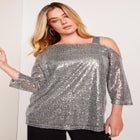 Sequin One-Shoulder Top image number null