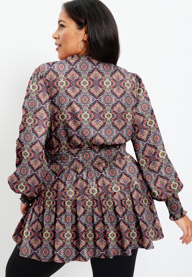 Smocked Georgette Tunic image number 1