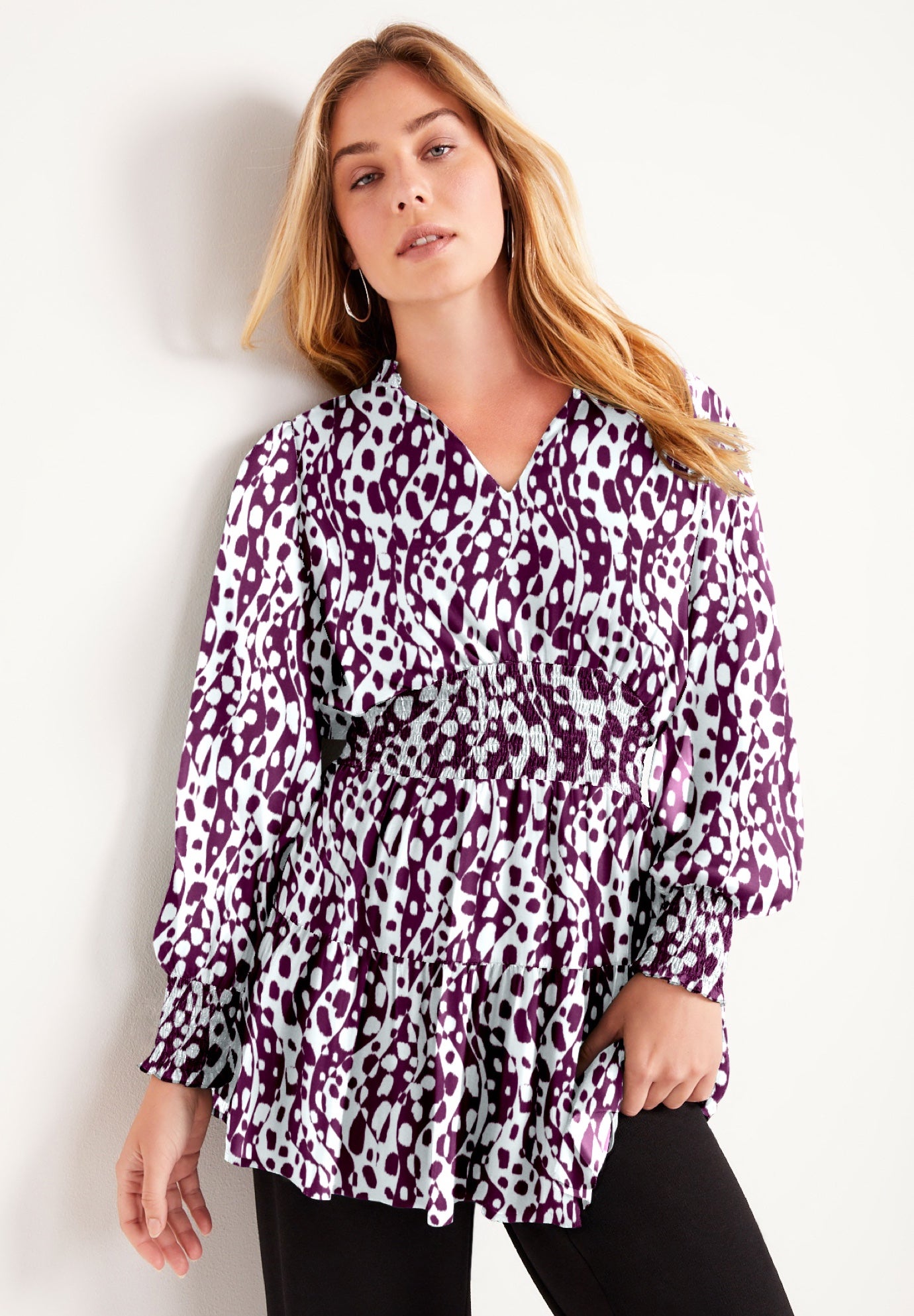 Smocked Georgette Tunic image number 0