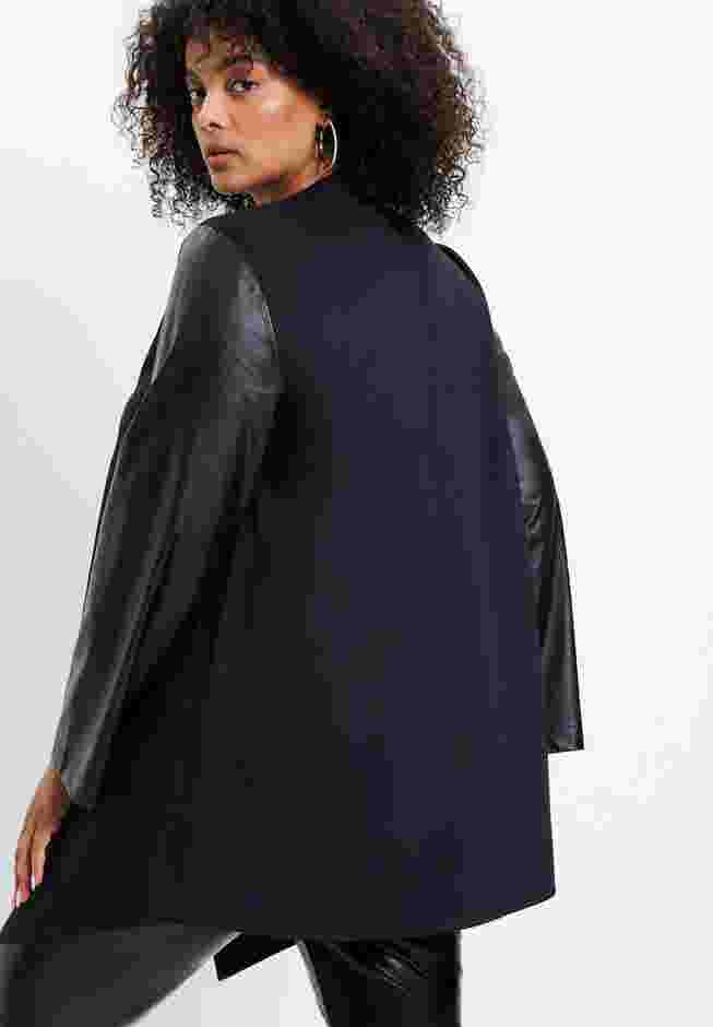Faux-Leather Waterfall Jacket image number 1