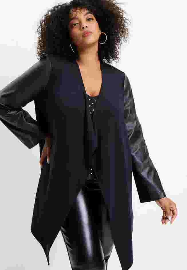 Faux-Leather Waterfall Jacket image number 3