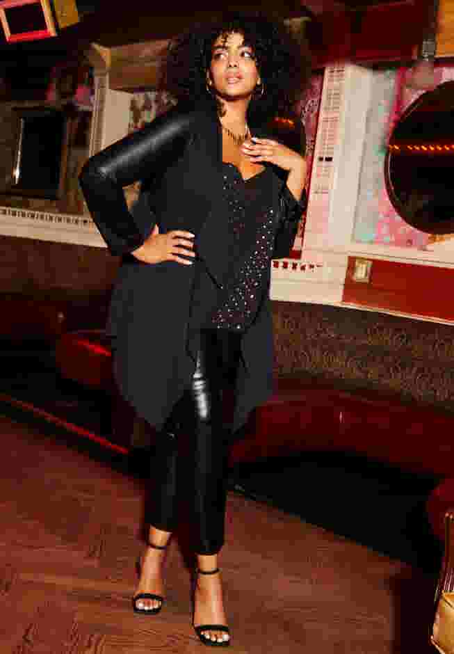 Faux-Leather Waterfall Jacket image number 0
