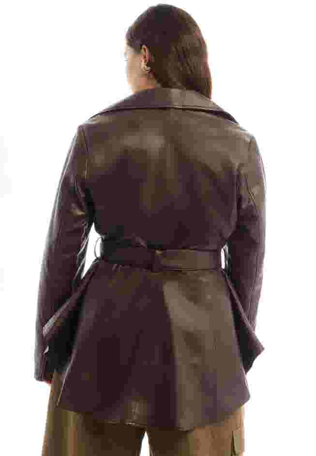 High-Low Peplum Leather Jacket image number 1
