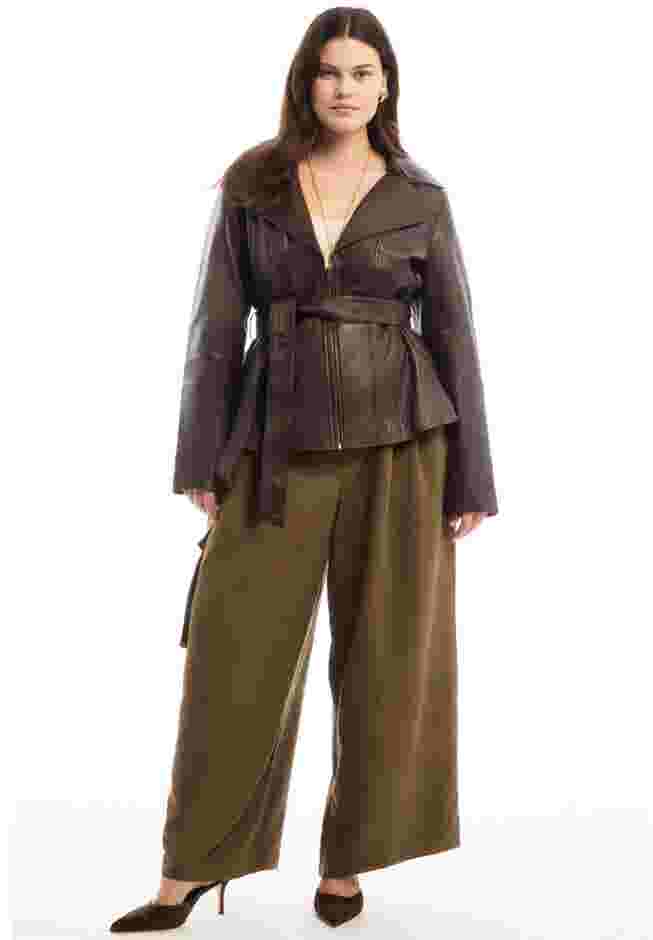 High-Low Peplum Leather Jacket image number 0