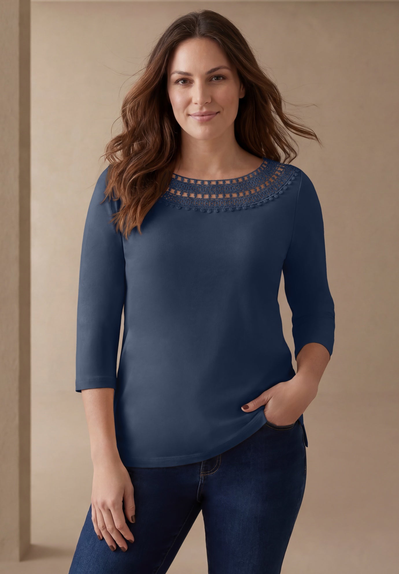 Crochet Trim Boatneck Tunic image number 0