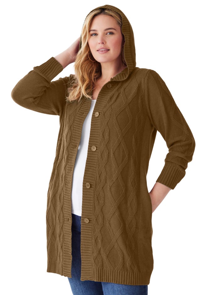 Cable Cardigan Hoodie Sweater image number 2