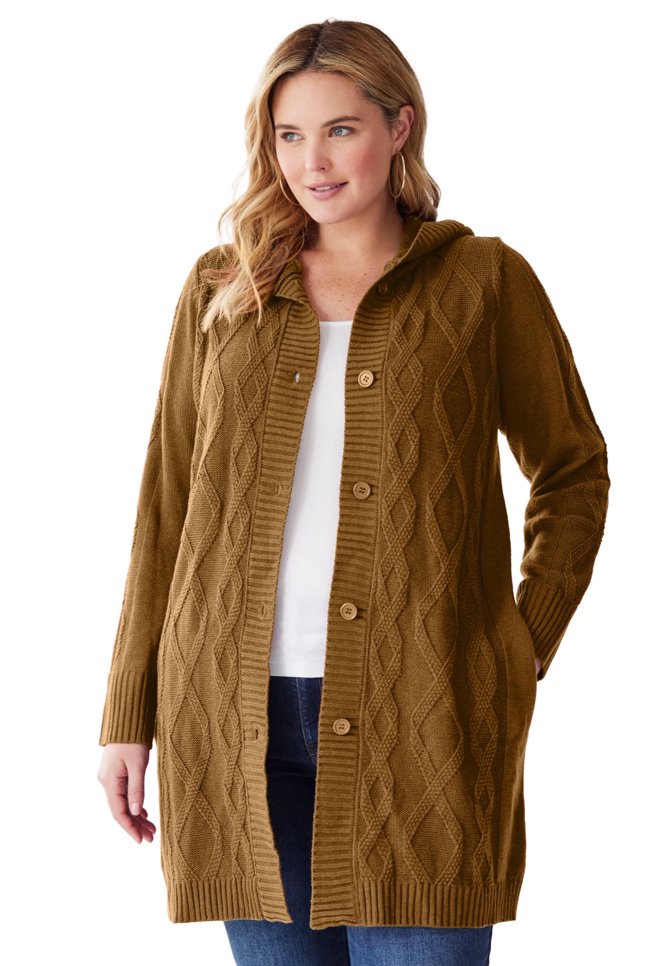 Cable Cardigan Hoodie Sweater image number 0