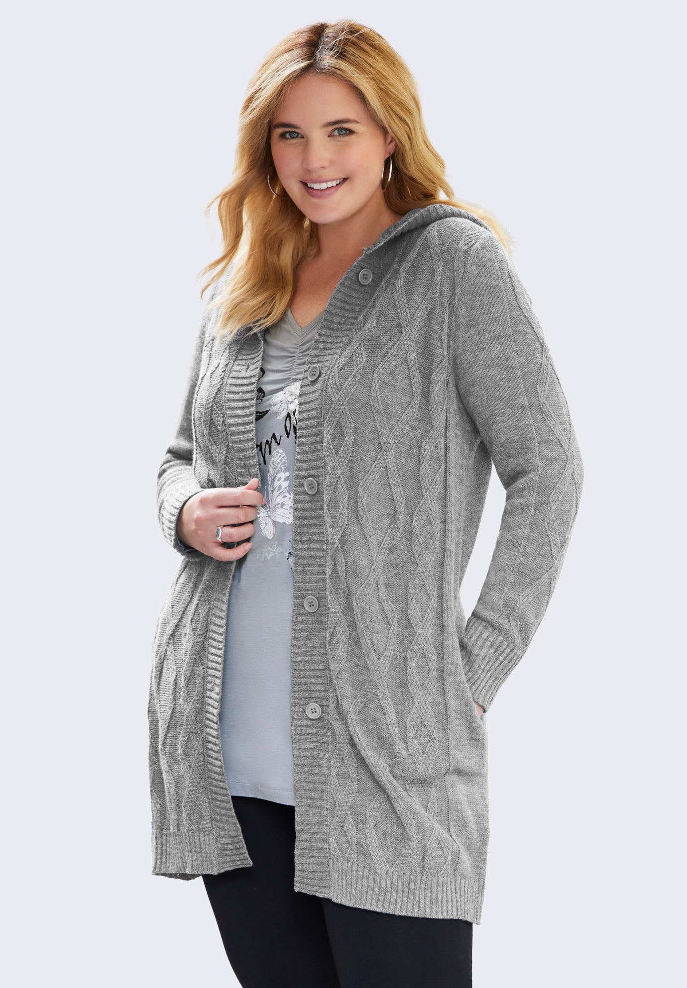 Cable Cardigan Hoodie Sweater image number 0