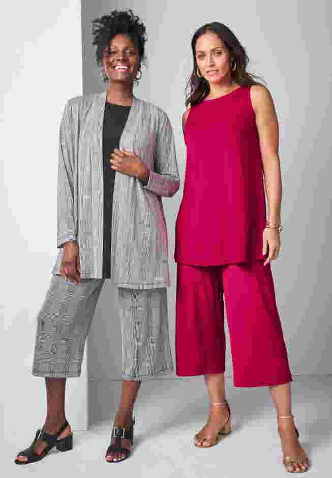 Stretch Knit Wide Leg Crop Pant image number 3