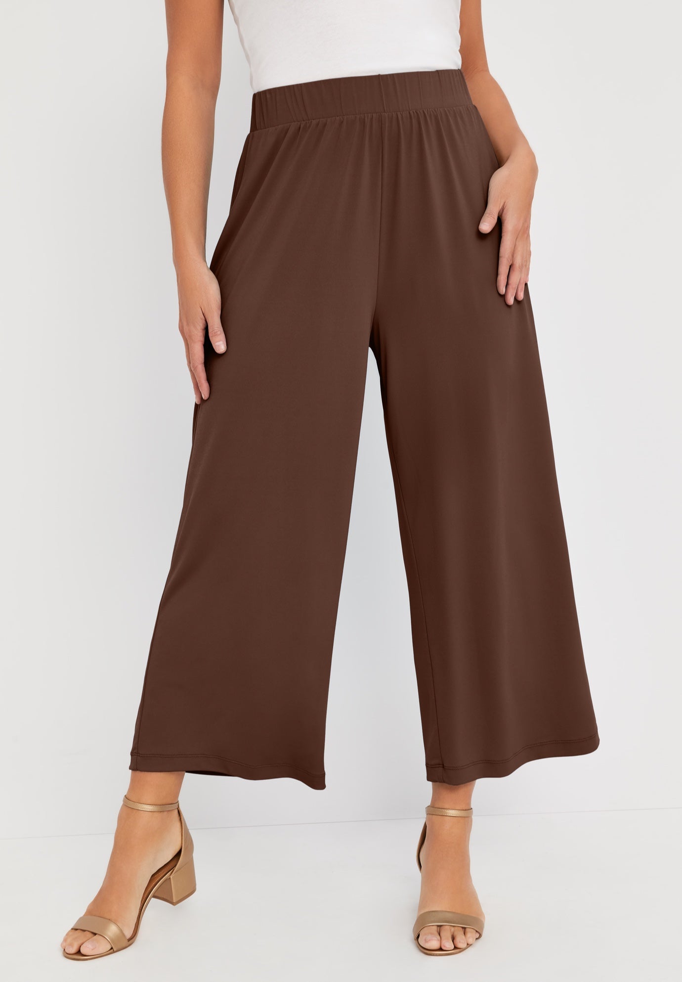 Stretch Knit Wide Leg Crop Pant image number 0
