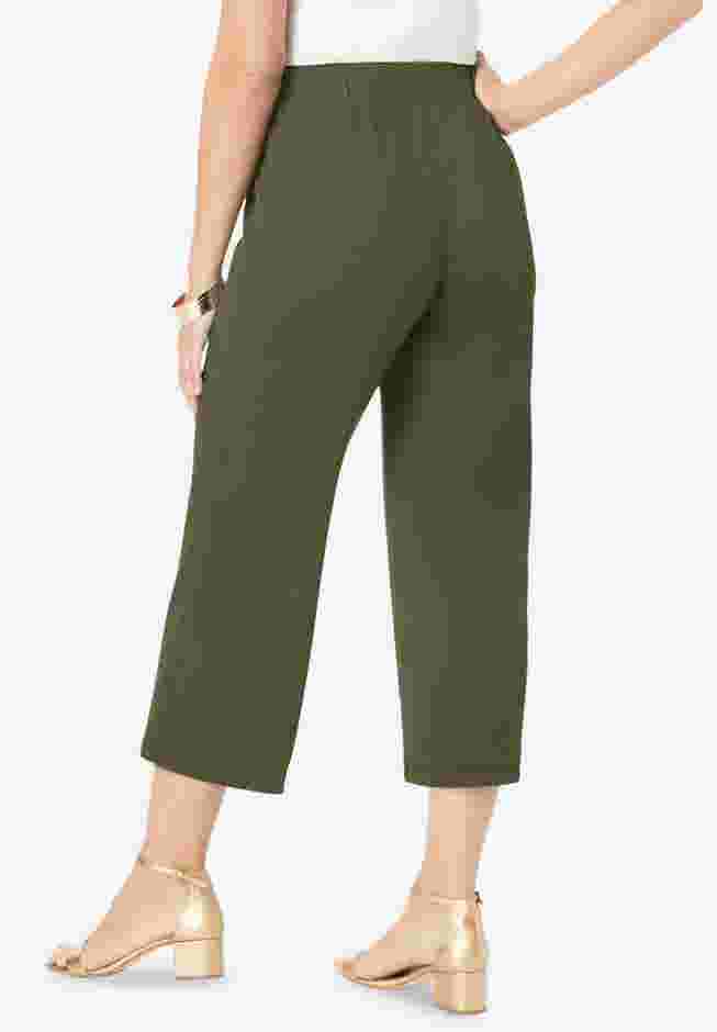 Stretch Knit Wide Leg Crop Pant image number 1