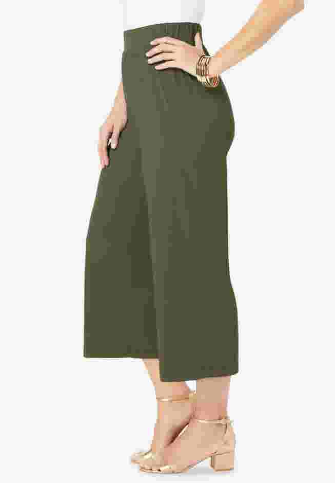 Stretch Knit Wide Leg Crop Pant image number 2