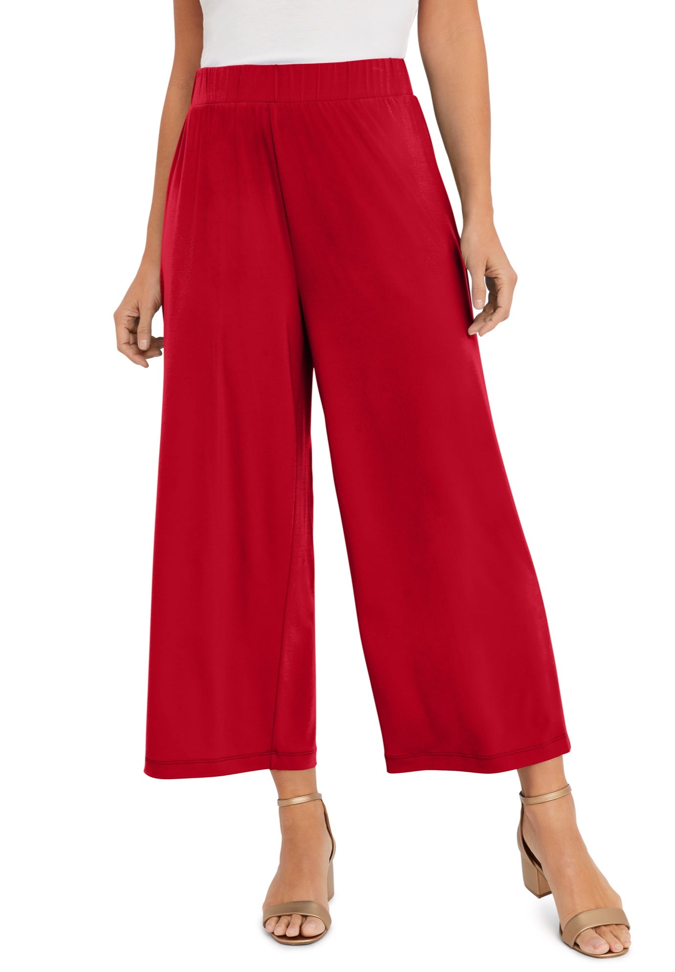 Stretch Knit Wide Leg Crop Pant image number 0