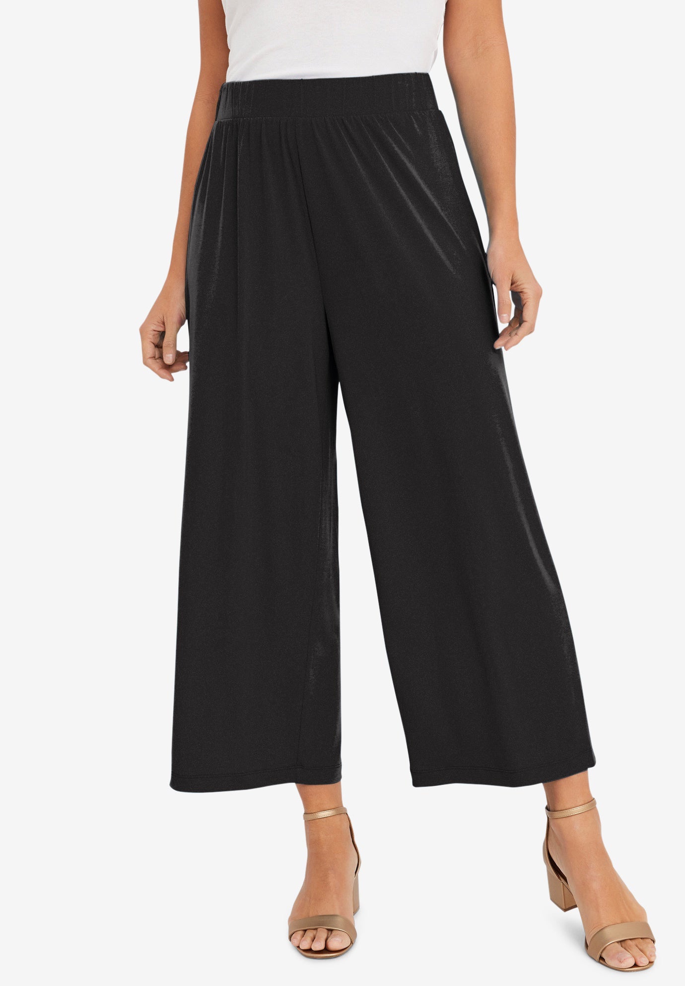 Stretch Knit Wide Leg Crop Pant image number 0
