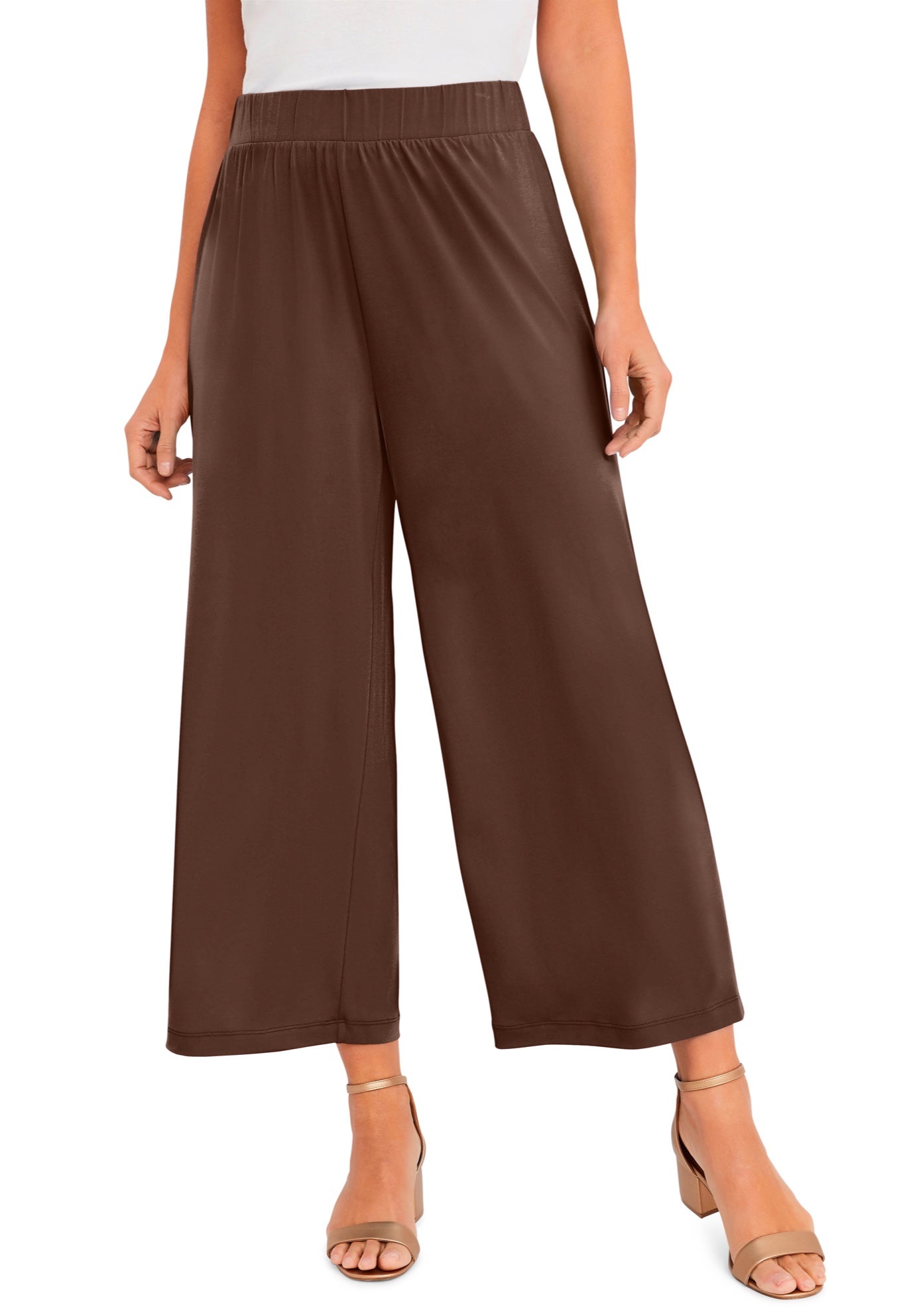 Stretch Knit Wide Leg Crop Pant image number 0
