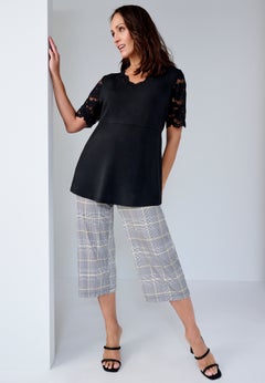 Stretch Knit Wide Leg Crop Pant
