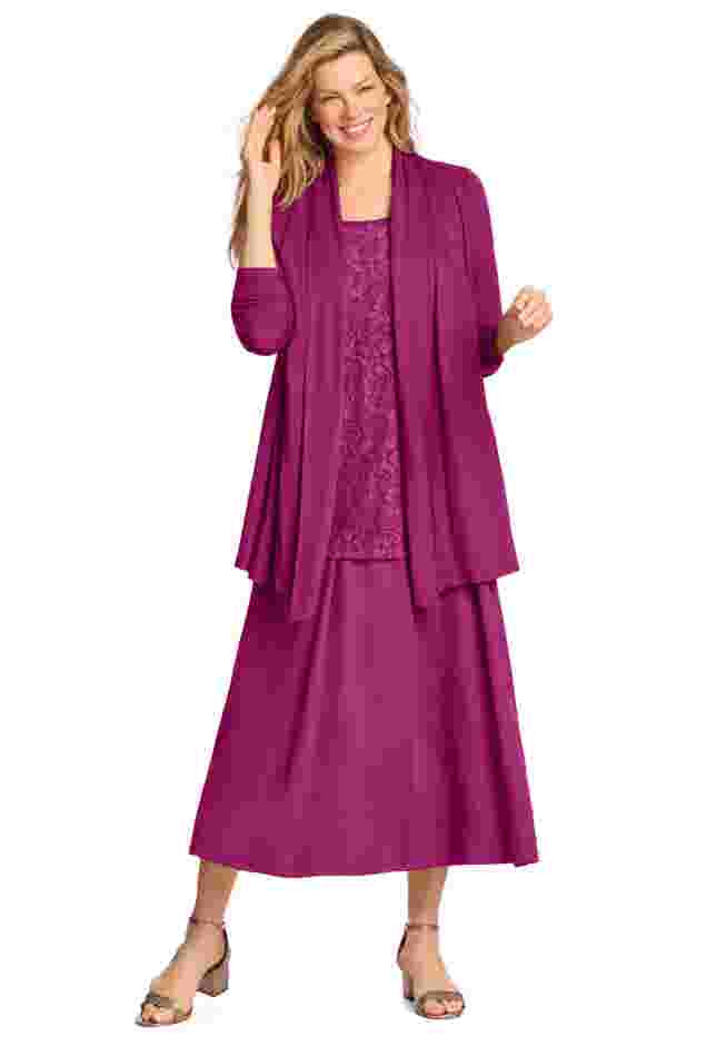 2-Fer Cardigan & Attached Lace Tunic image number 5