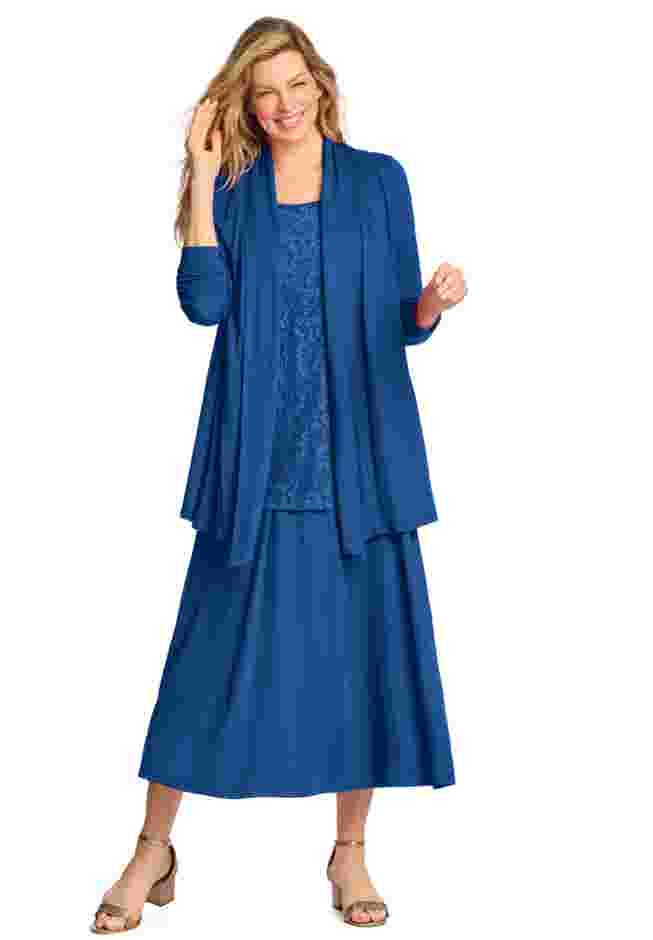 2-Fer Cardigan & Attached Lace Tunic image number 2
