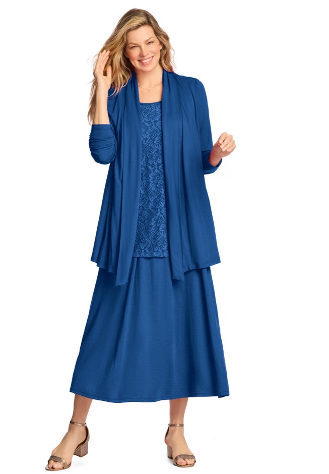 2-Fer Cardigan & Attached Lace Tunic image number 2