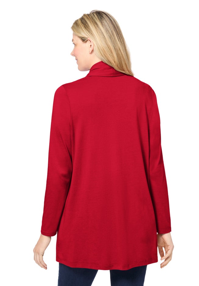 2-Fer Cardigan & Attached Lace Tunic image number 2