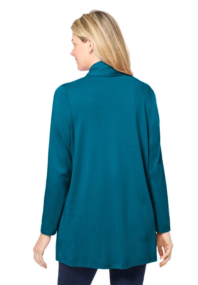 2-Fer Cardigan & Attached Lace Tunic image number 2