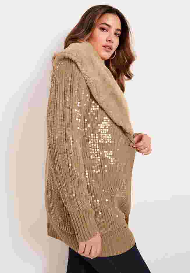 Sequin Button-Up Sweater image number 3