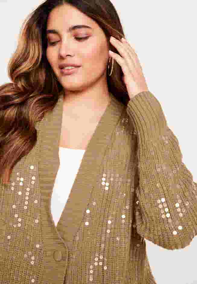 Sequin Button-Up Sweater image number 5