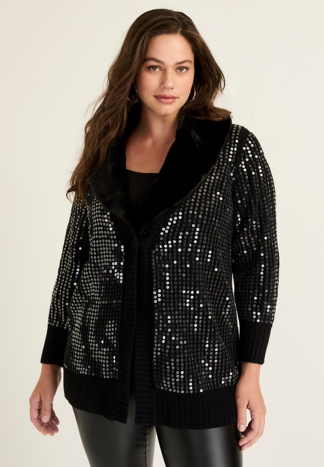 Sequin Button-Up Sweater image number 0