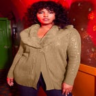 Sequin Button-Up Sweater image number null