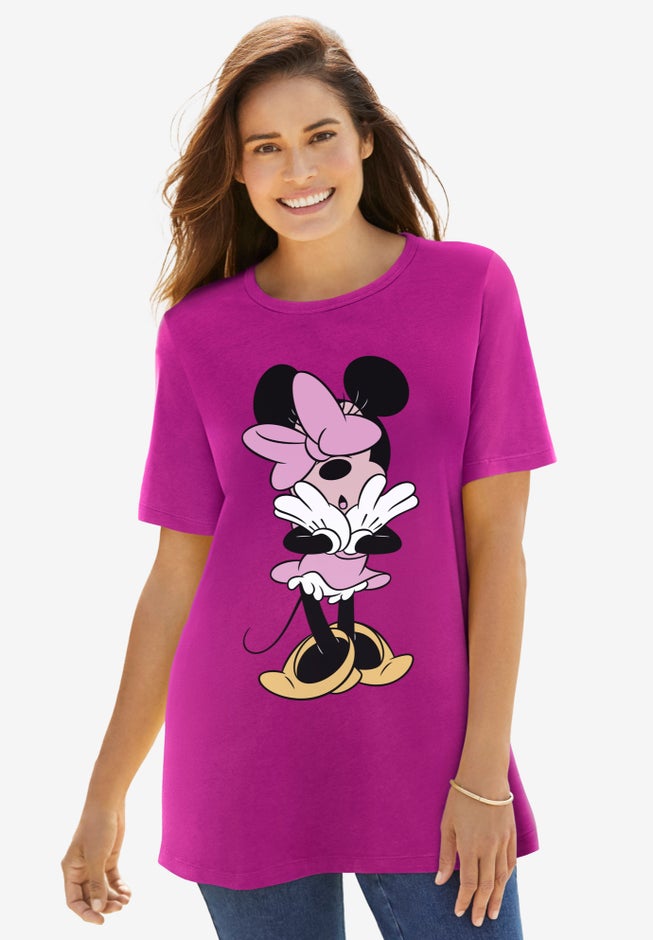 Disney Women's Short Sleeve Crew Tee Raspberry Minnie Mouse image number null