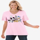 Disney Women's Short Sleeve V-Neck Tee Pink Mickey Mouse and Friends image number null