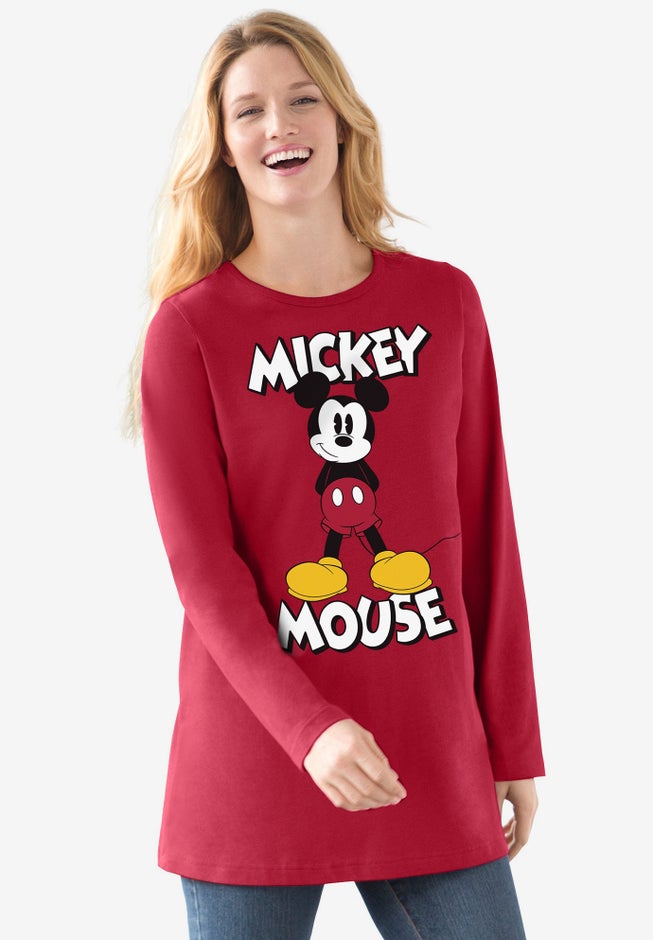 Disney Women's Long Sleeve Crew Tee Mickey Mouse Standing image number null