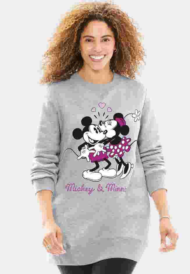 Disney Women's Long Sleeve Fleece Sweatshirt Mickey Mouse and Minnie Mouse Kiss image number 0