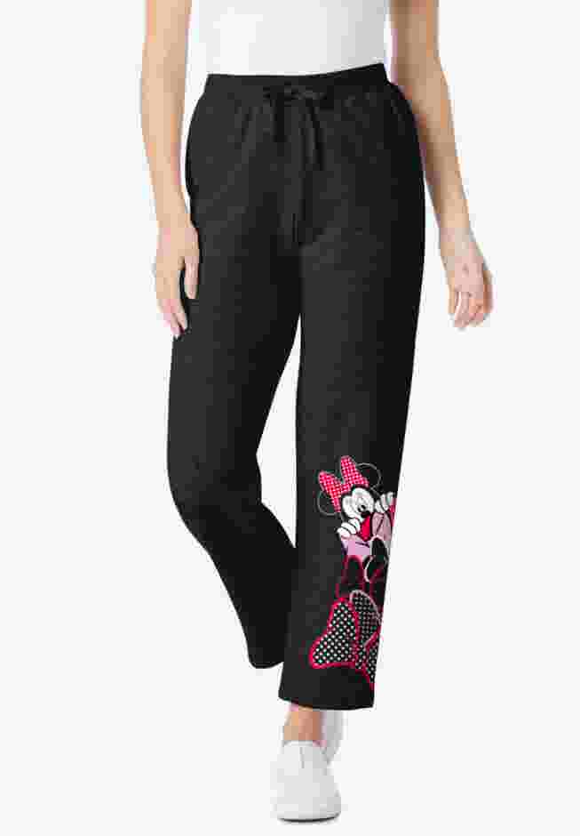 Disney Women's Fleece Black Sweatpants Minnie Mouse image number 0