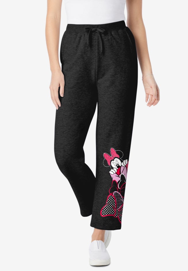 Disney Women's Fleece Black Sweatpants Minnie Mouse image number null