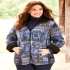 Printed Fleece Coat with Sherpa Lining image number 3