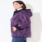 Printed Fleece Coat with Sherpa Lining image number 2