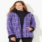 Printed Fleece Coat with Sherpa Lining image number 0