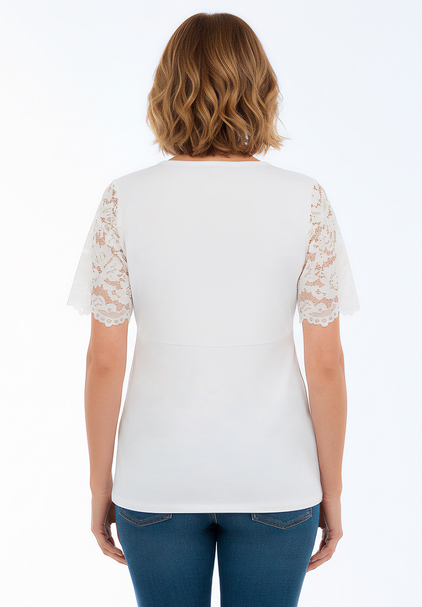 Lace Trim V-Neck Top image number 1