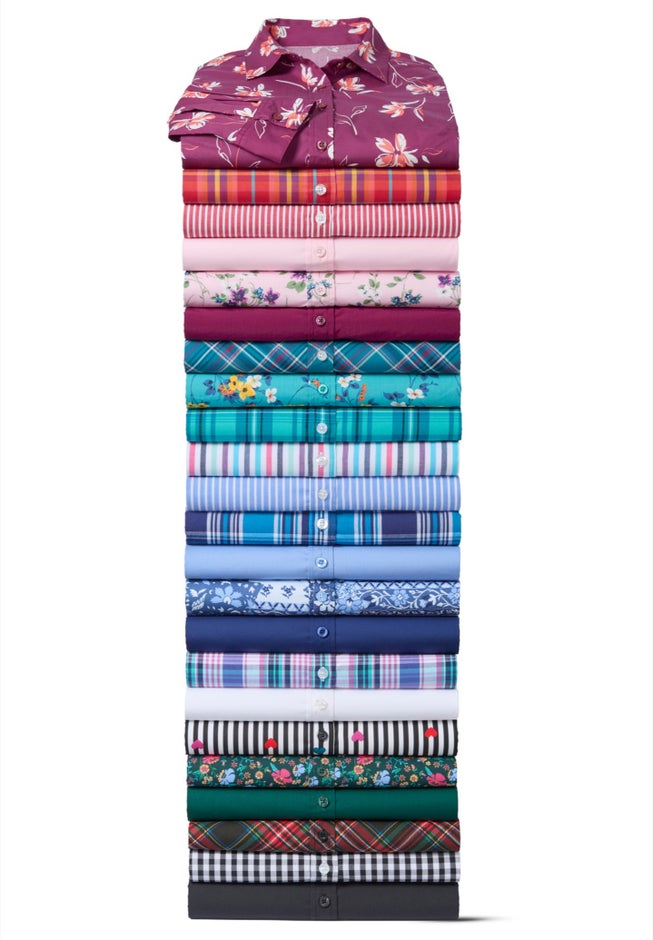 Perfect Short-Sleeve Collared Button Down Tunic image number 1
