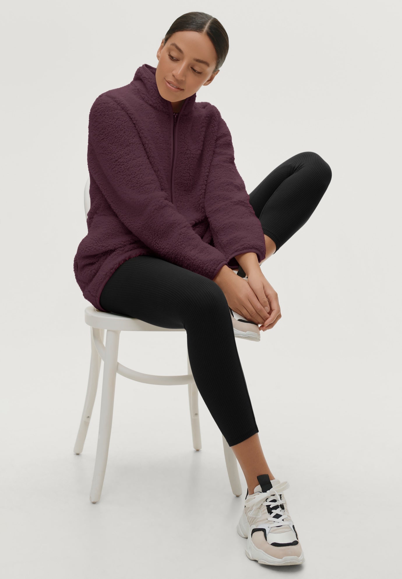 A-Line Half-Zip Sherpa Jacket image number 2