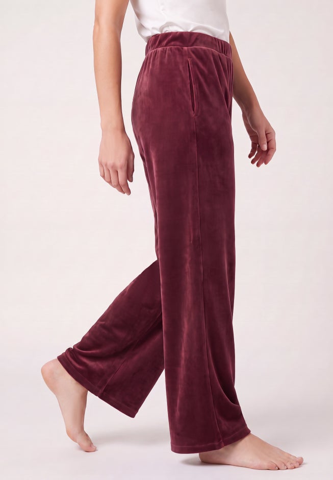 Stretch Velour Wide Leg Pull-on Pants image number 2